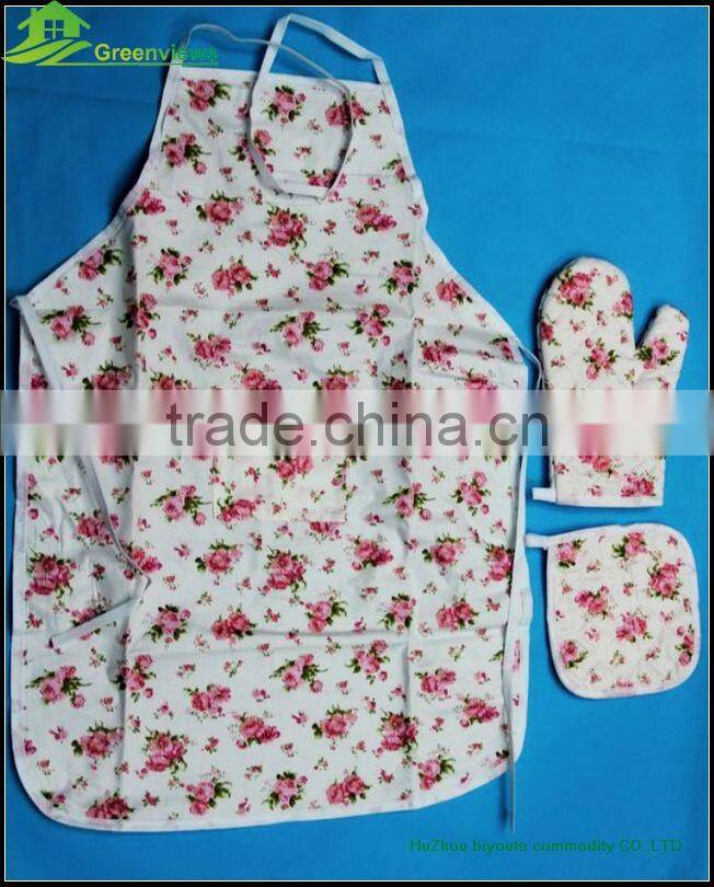 Kitchen apron oven mitt set apron set christmas towel&kitchen set&pot holder 3pcs/set