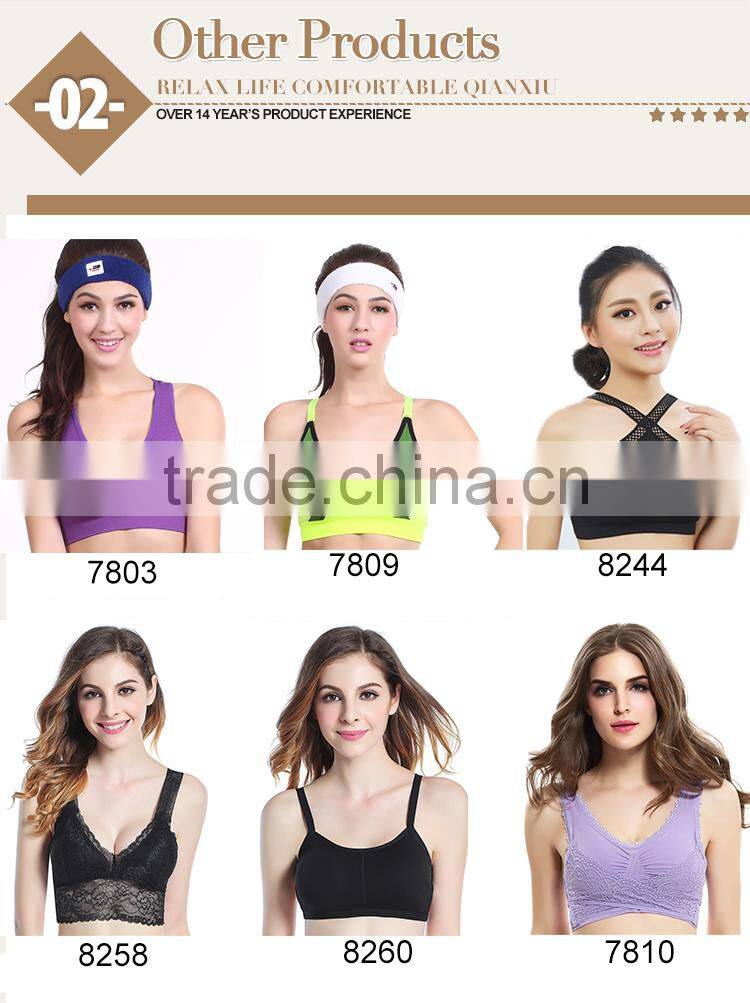 High grade shockproof full cup lace U-design nylon sexy women sports bra