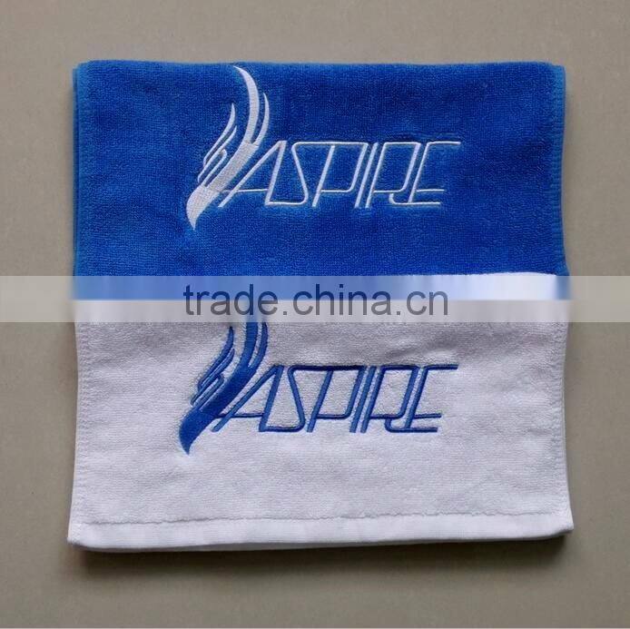 Lowest price small MOQ 100%cotton custom logo embroidered/printed gym sports fitness towel