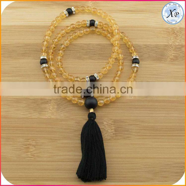 XP-PN-1484 Acrylic mala bead long tassel necklace
