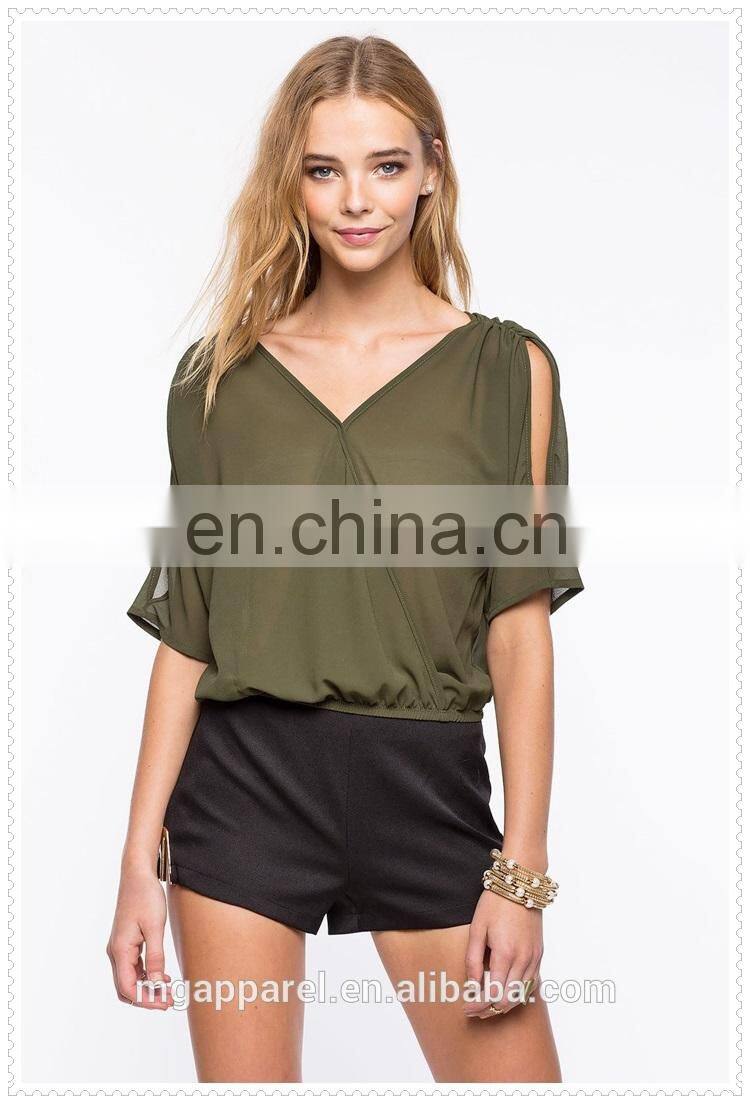 outdoor new model simple chiffon style blouse women wholesale