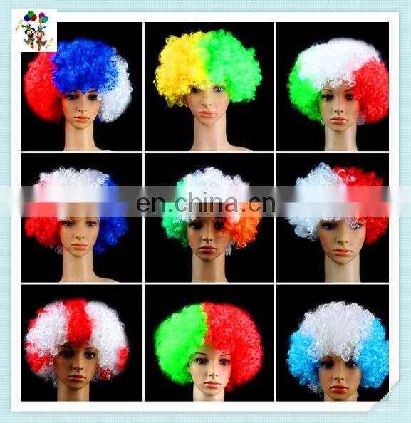 Germany Patriotic Black Red Yellow Cheap Afro Synthetic Football Fan Wigs HPC-0030