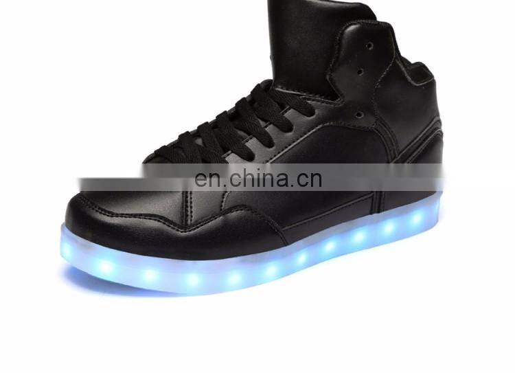 Wholesale New design Casual shoes men Pu leather light shoes Street dance luminous high top LED shoes sneakers for men women