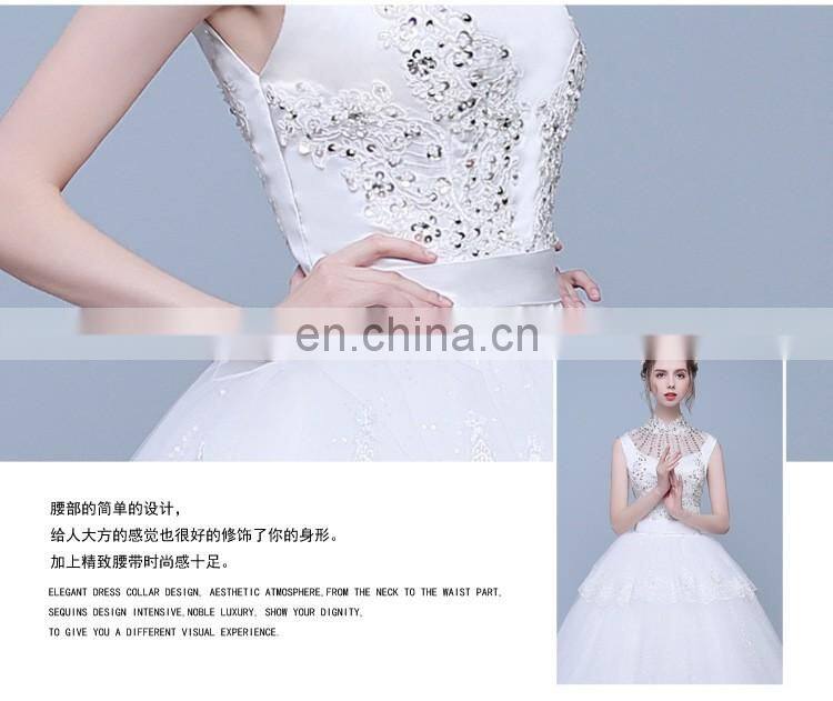 HS1634 2017 Cheap Halter Beading A line Tulle Plus size Long Wedding Dress Guest Gown Maid of Honor