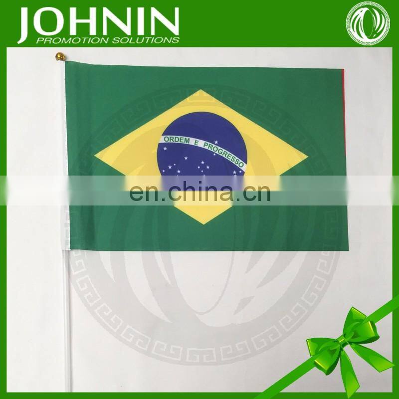 wholesale polyester printed 30*45 hand brazil olympics flag for cheer