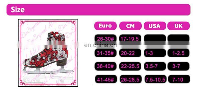 Aidocrystal 2016 hot sale flower pattern crystal whole cold resistant ice skates shoes lady figure skating