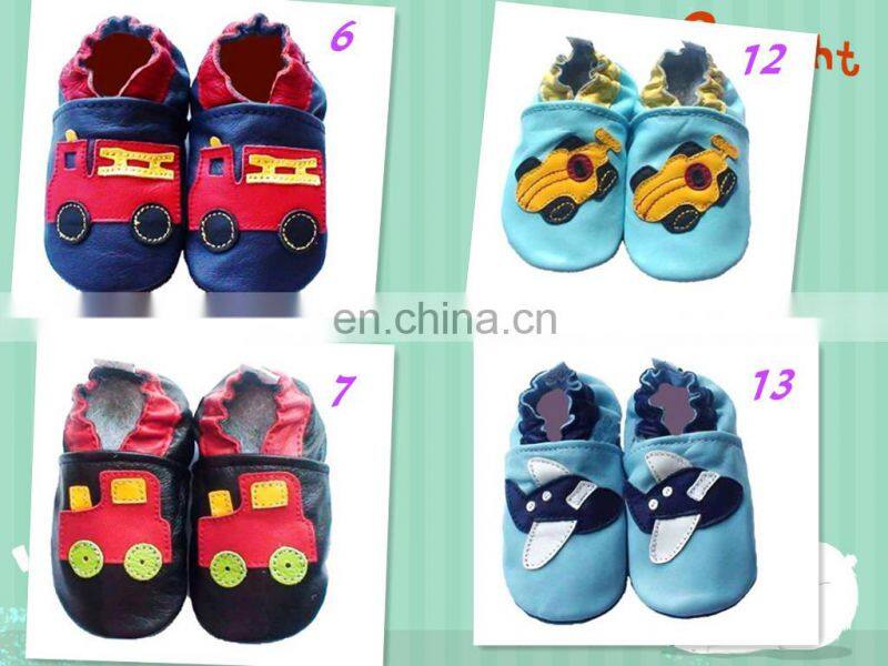 Newborn Baby Shoes Cow Leather Soft Sole Loafers Hot Pink Cherry Pattern