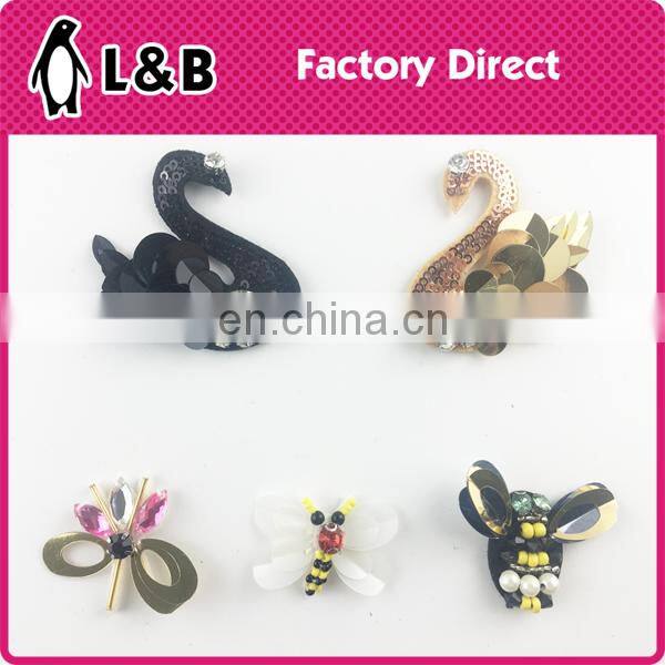 top fashion Sew on 3D Sequin beads logo letter patches