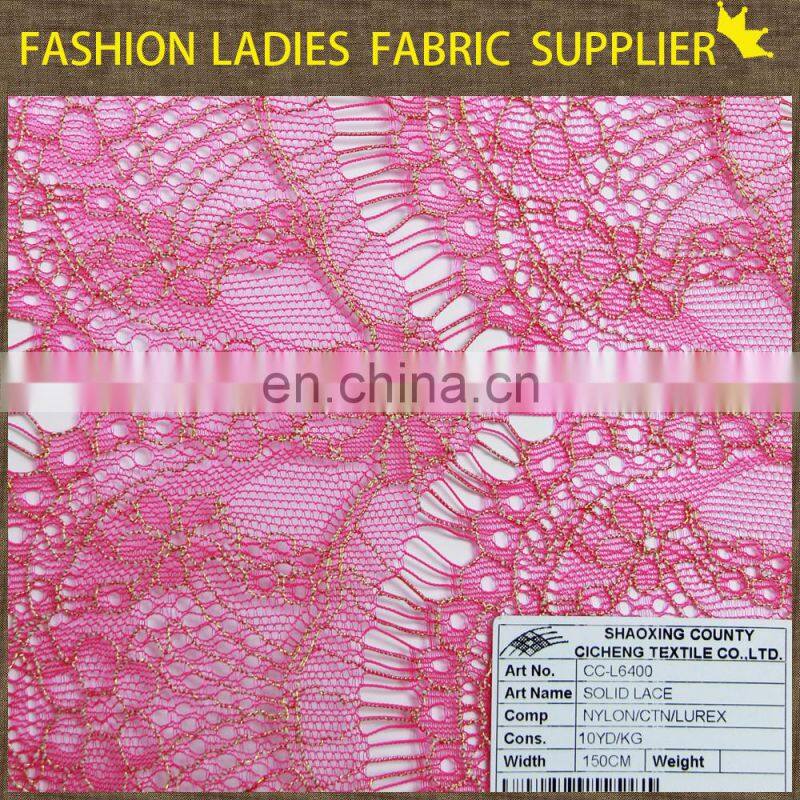 Soild color nice flower high end ladies garment nylon/cotton lace fabric