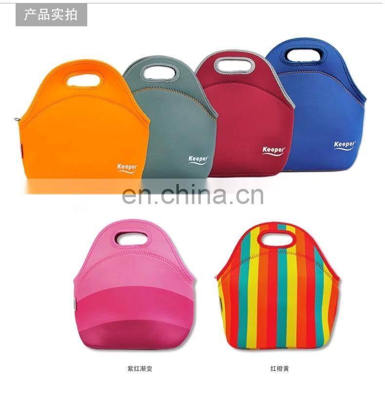 Zipper Thermal Neoprene Lunch Bags Cooler Box Insulation Tote Bag for kid Insulated Picnic Women Handbag