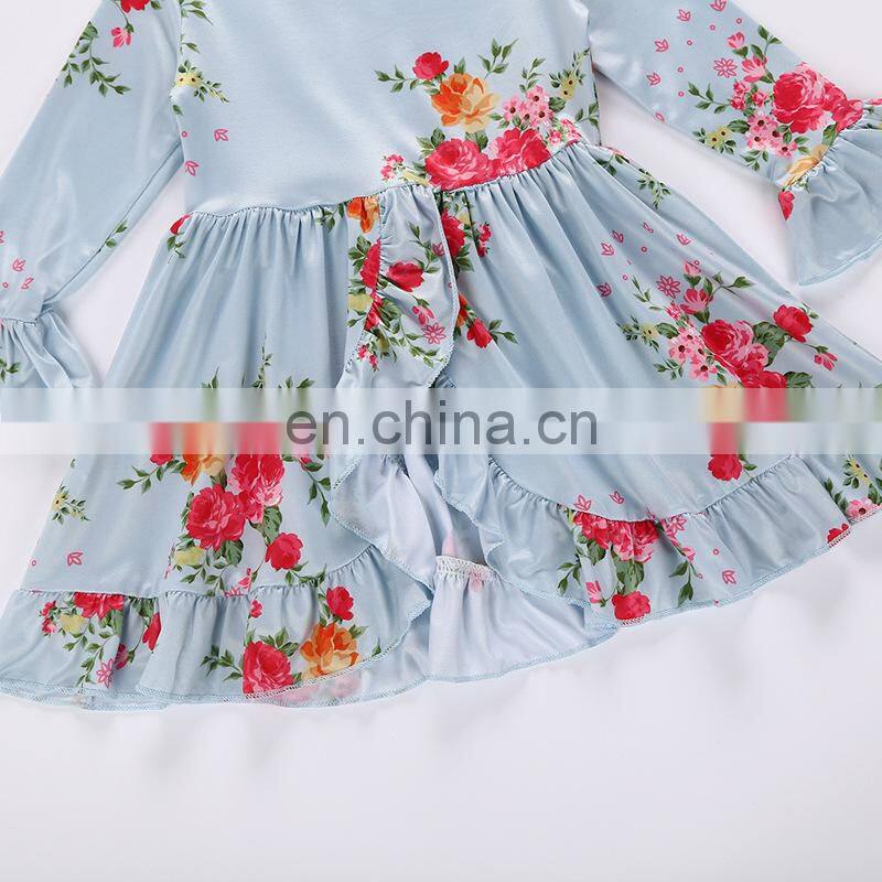 High Quality Baby Girl Cotton Sets Floral Top And Pink Trousers Ruffle Back To School Kids Girl Outfits