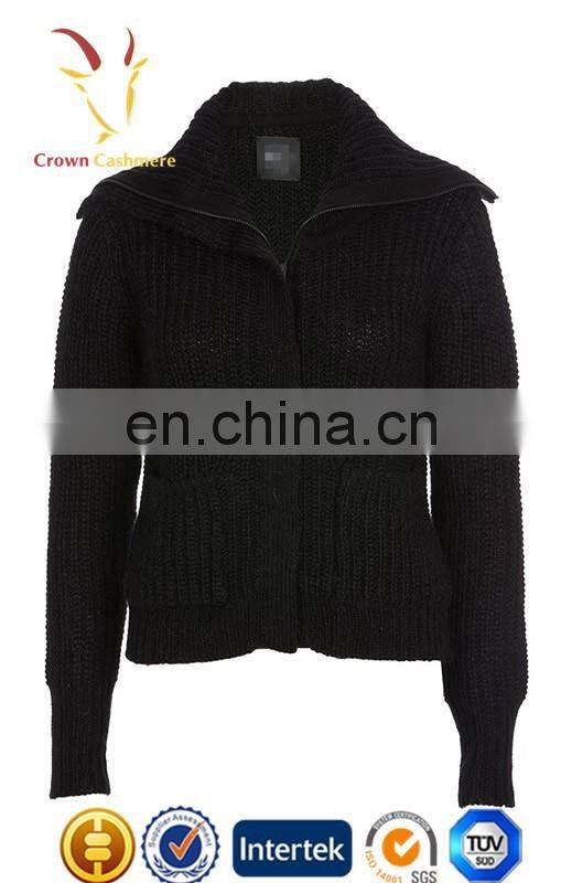 Jacket Style Full Zip Cable Kint Cashmere Sweater Cardigan