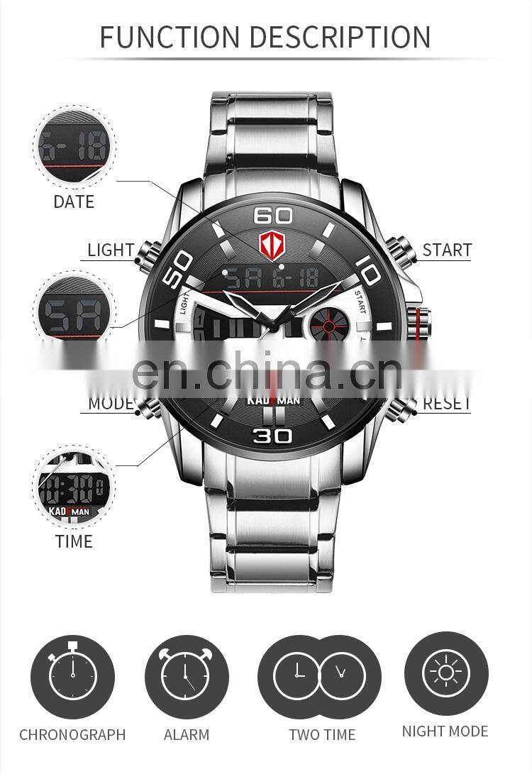 KADEMAN K6171 chinese men watches double display led alarm luminous chrono water resistant sports digital military watches