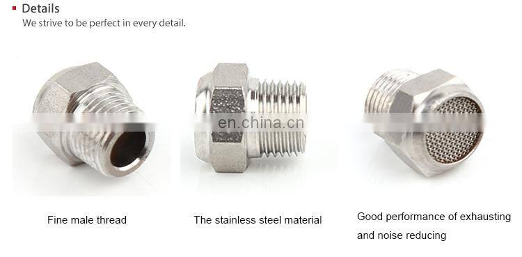 SNS BKC-V series stainless steel tube fittings pneumatic valve flat end exhaust muffler air silencer