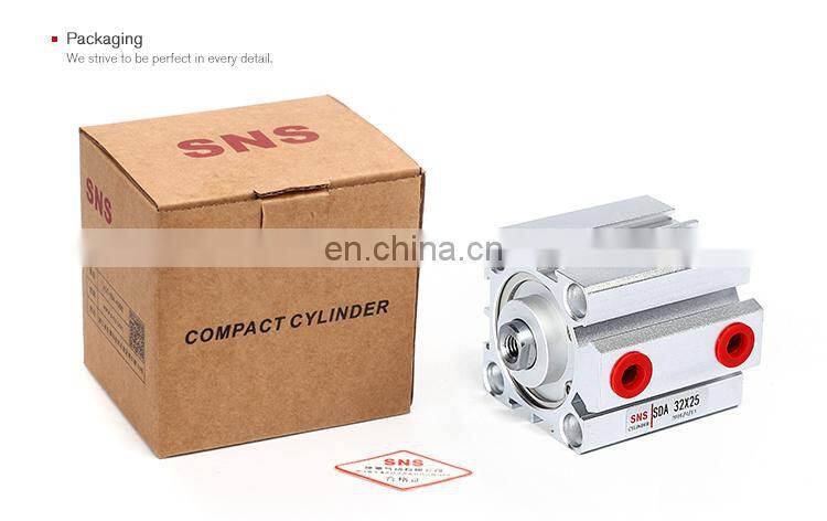 SNS SDA32X25 pneumatic double acting small thin compact air cylinder