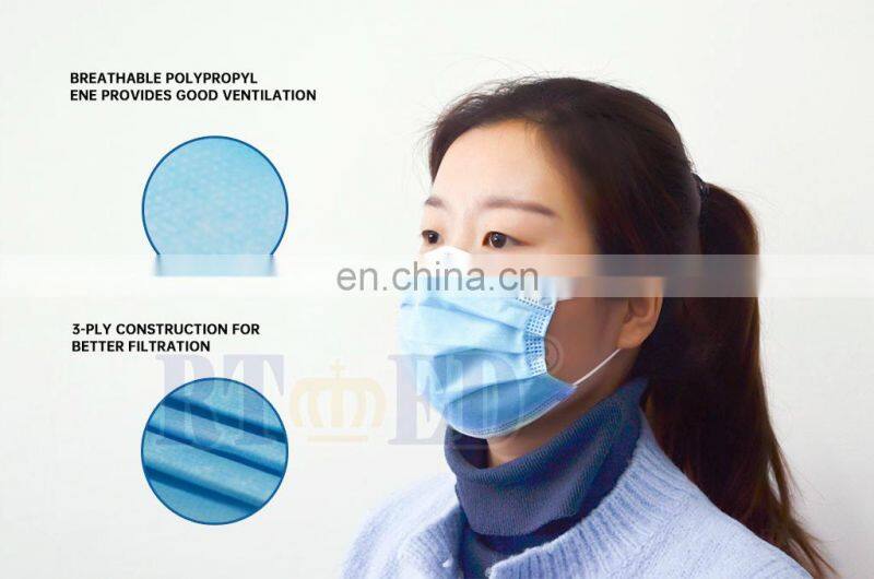 Disposable medical surgical face mask TYPE IIR 3ply earloop non-woven CE exporting white list EN14683:2019