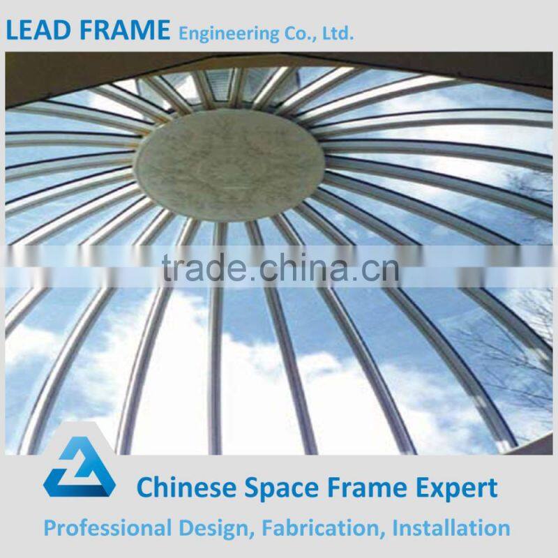 Vaulted steel truss space frame dome roof