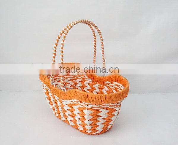 handmade colorful paper rope gift basket with handle