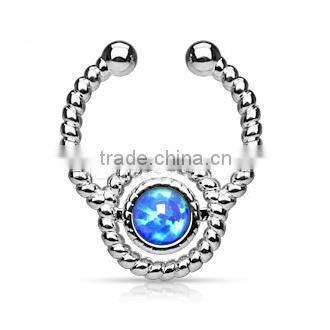 faux opal flax fake septum clicker nose piercing Body Jewelry
