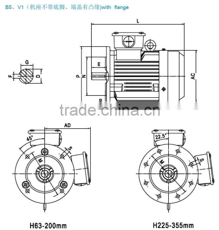 4kw 6 pole YE3/IE3 series three phase high efficiency motor