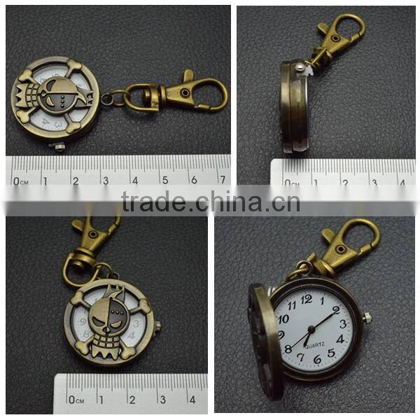 key watch with holder retro bronzed metal suit quartz pocket watch