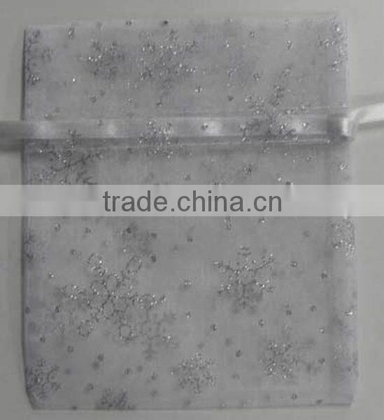 Xmas/party/festive/jewelry/ gifts/candy packaging bags with glitter snowflake printed fabric present pouch