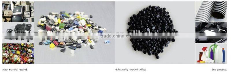 High torque gear box post consumer pp pe plastic exhausting pelletizing machine