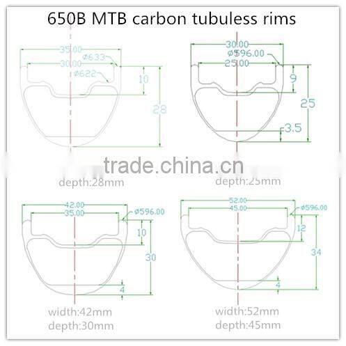 High-end 26er fat bike carbon wheelset 3K/UD 80 mm fatbike rims 18mm profile depth carbon hooklesse/clincher mtb rim