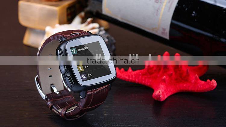 2015 OEM Watch Mobile Phone with 5MP camera and leather band