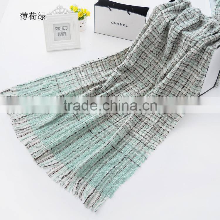Best Selling Loop Yarns Woven Plaid Fashion Ladies Winter Shawl