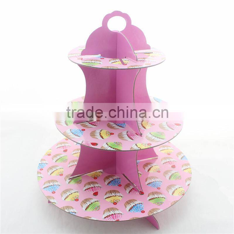Cake Decoration 3 Tier Cardboard Cupcake Stand for Themed Parties.