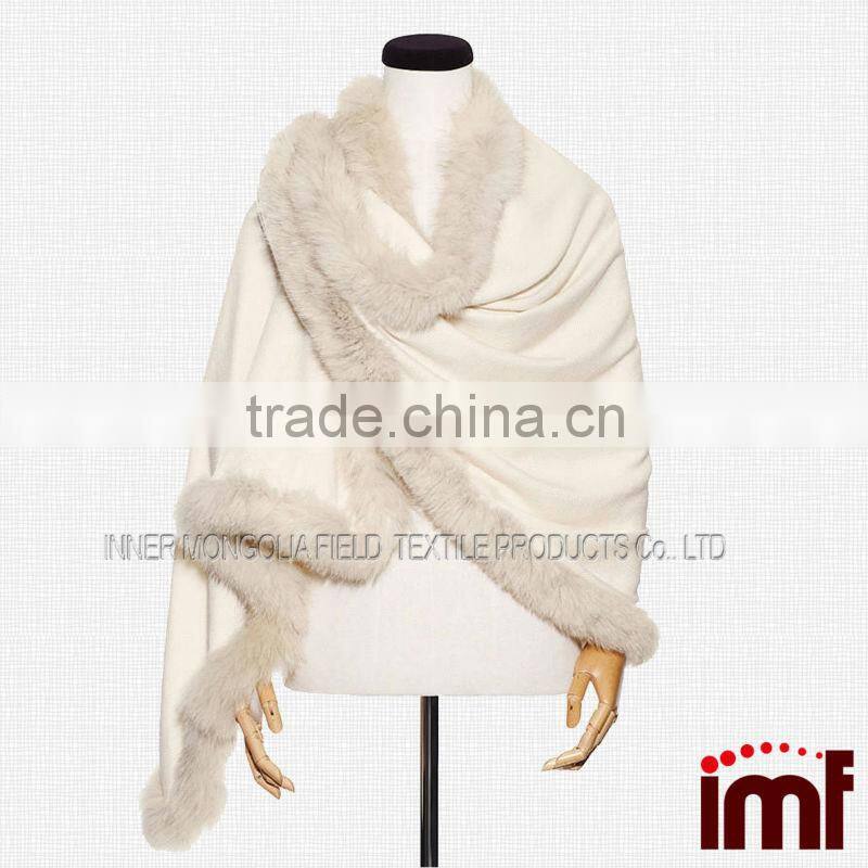 Wholesale wool scarf with rex rabbit fur