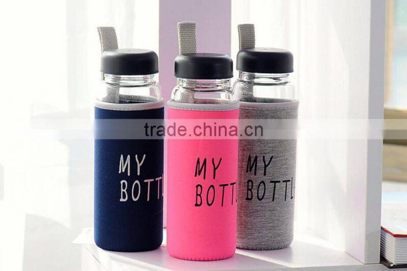 BPA Free Glass Shaker Water Bottle Sports 500ML Portable Clear My Bottle Sport Glass Fruit Juice Water Cup Travel Bottle