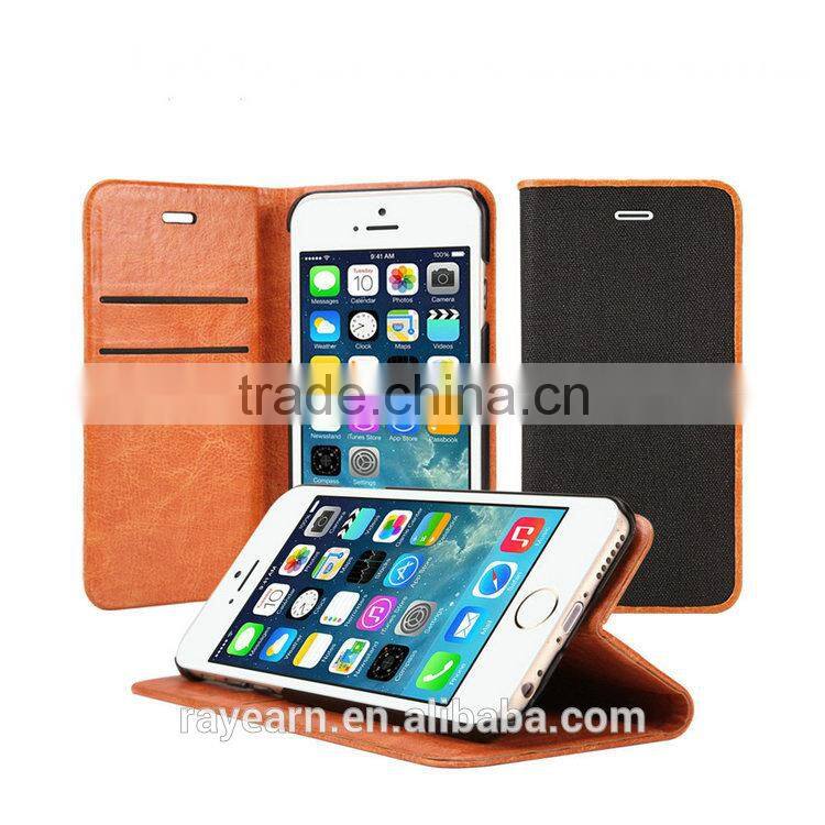 Business name card holder card slot leather case cover for iPhone 6 with genuine leather