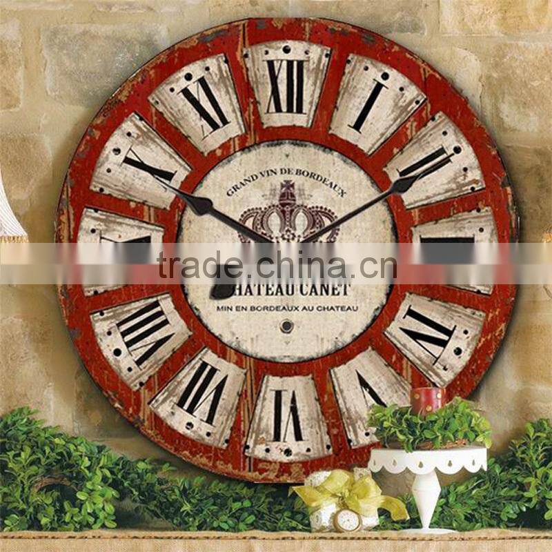 Roman style decorative wall wood clock