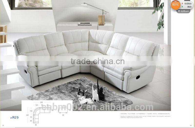 Modern design 6 seater Recliner sofa top grain leather and PU material