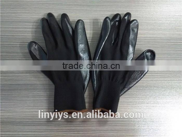 13G Black Seamless Knitted Nitrile Working Safety Gloves
