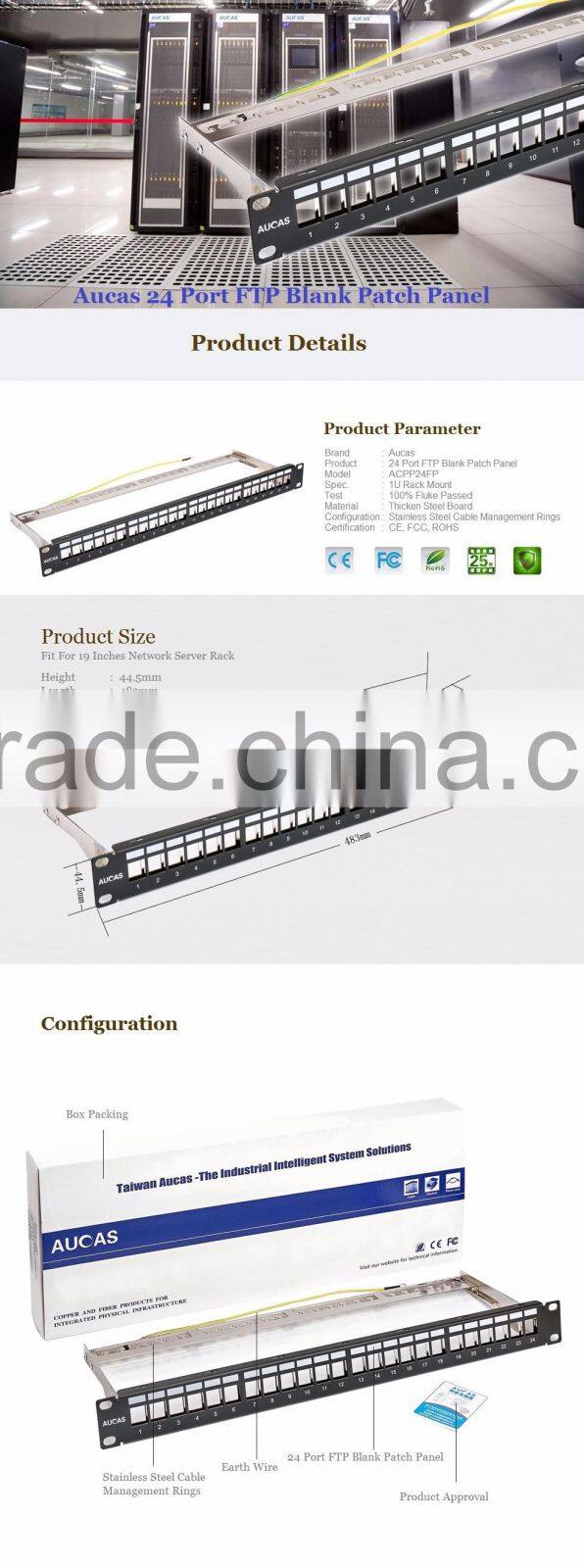 Top Quality 1U Network Rack Network Cable FTP 24 Ports Patch Panel Offer