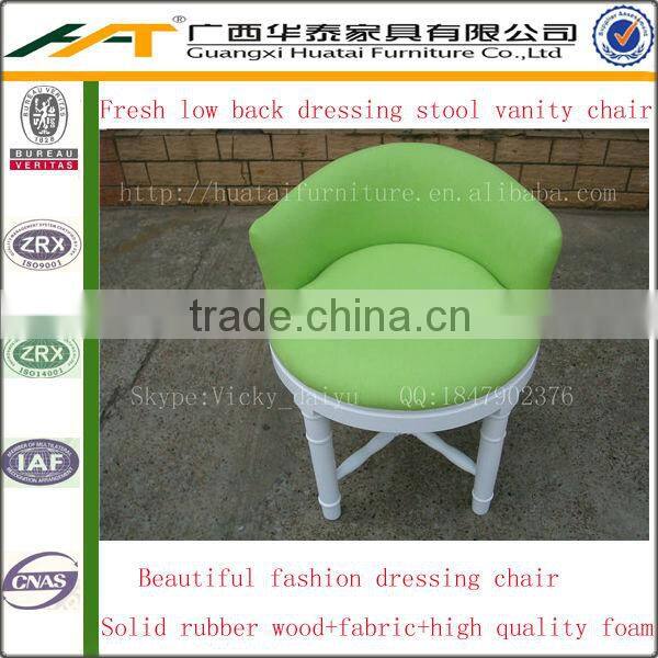 Green low back wooden dressing stool vanity chair fabric dressing chair furniture