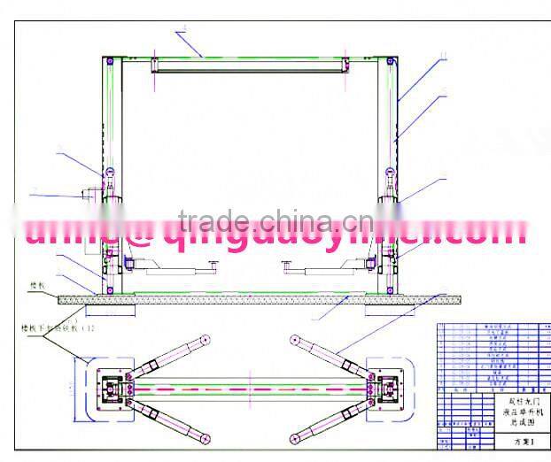 Two Post Double-Cyclinder Clear Floor Hydraulic Lift