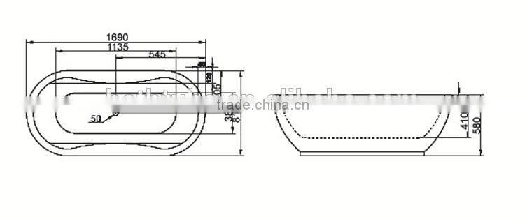SUNZOOM peanut bathtub,oval embeded acrylic bathtub,elliptical acrylic free standing bathtub