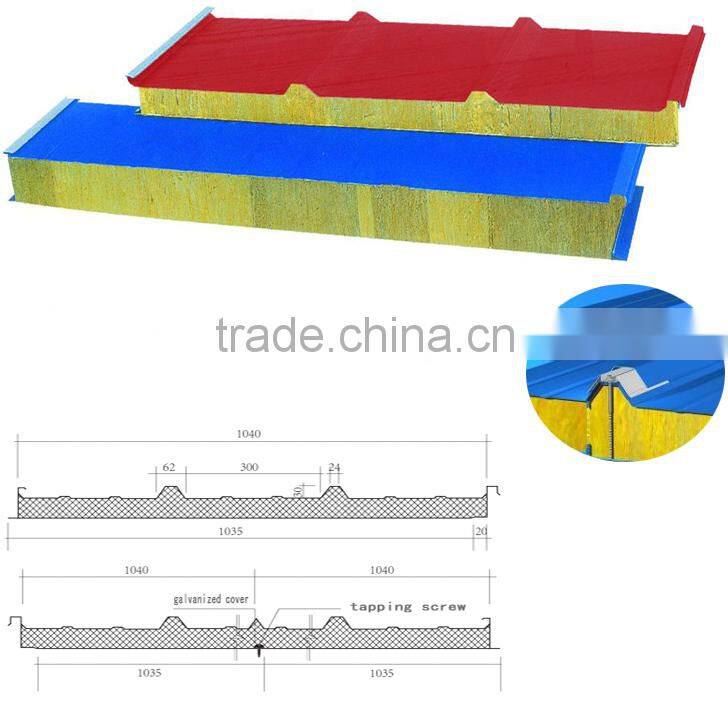 Rock Wool Sandwich Panel Insulated Metal faced for roof board