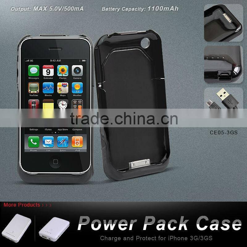 1100mAh highly polymer batter Power Pack Case for iPhone 3G &3GS