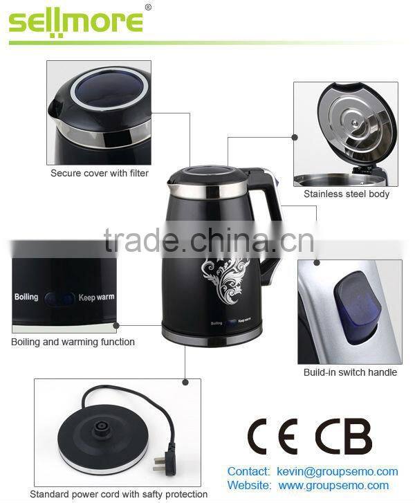 1.5L unique electric kettle with warmer water boiler(new style)