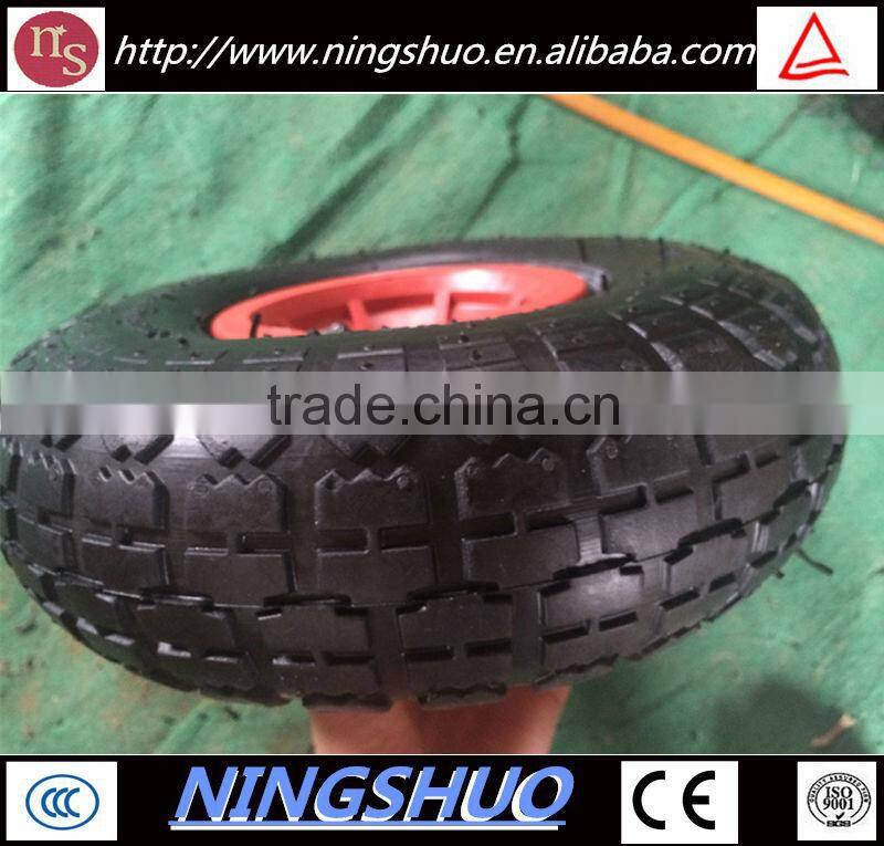 China manufacturer of 3.50-4 small rubber pneumatic lawn mower wheel