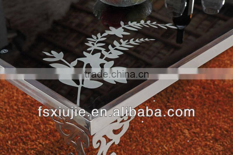 L853 Modern Tempered Glass Top Metal simple Dining Table