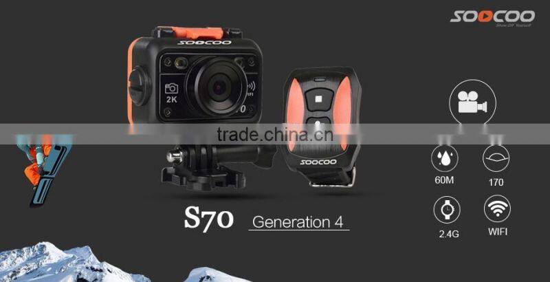 SOOCOO S70 WIFI Waterproof 2K Sports Cameras Full HD 170 Degree Wide-angle Lens(Add 1*Charger)