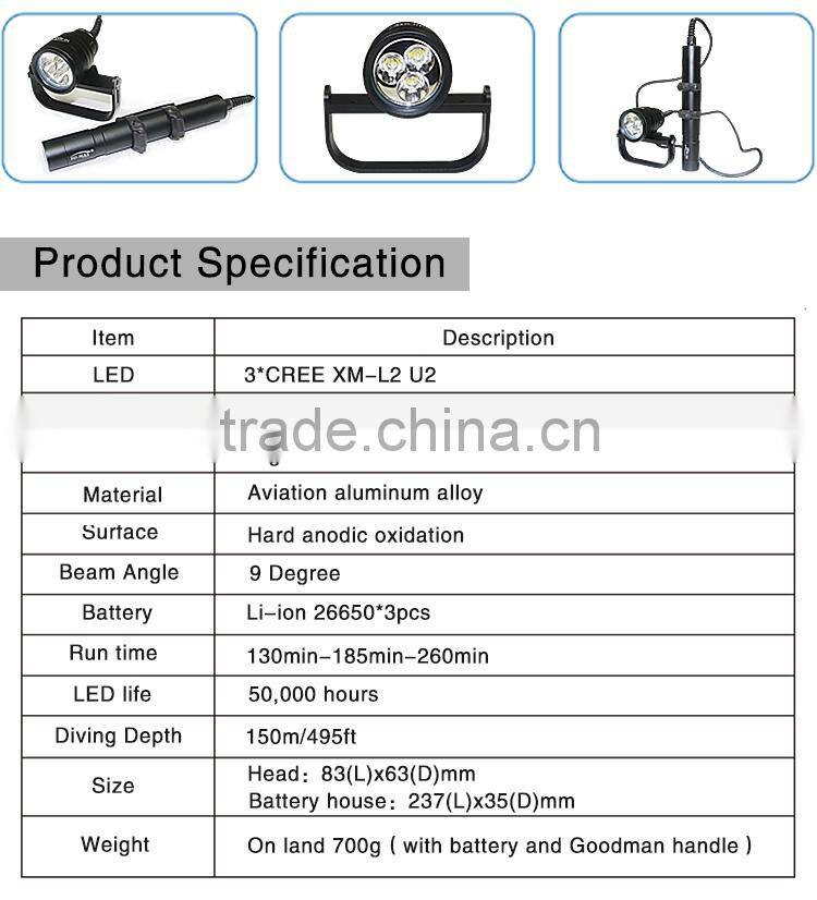 New Arrival Underwater Waterproof IPX8 Dive light LED Canister Flashlight