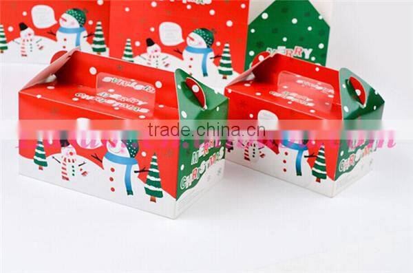 Merry christmas apple cake candy gift box,paper cardboard suitcase box with handle