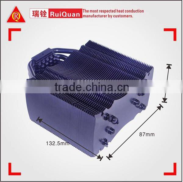 High Strength anodized black surface Aluminum Heatsink with 5 pcs Heatpipe